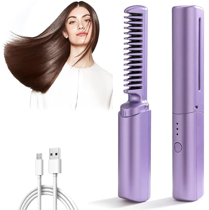 Portable Mini Hair Straightener – Cordless & Rechargeable Hot Comb - Life Vista